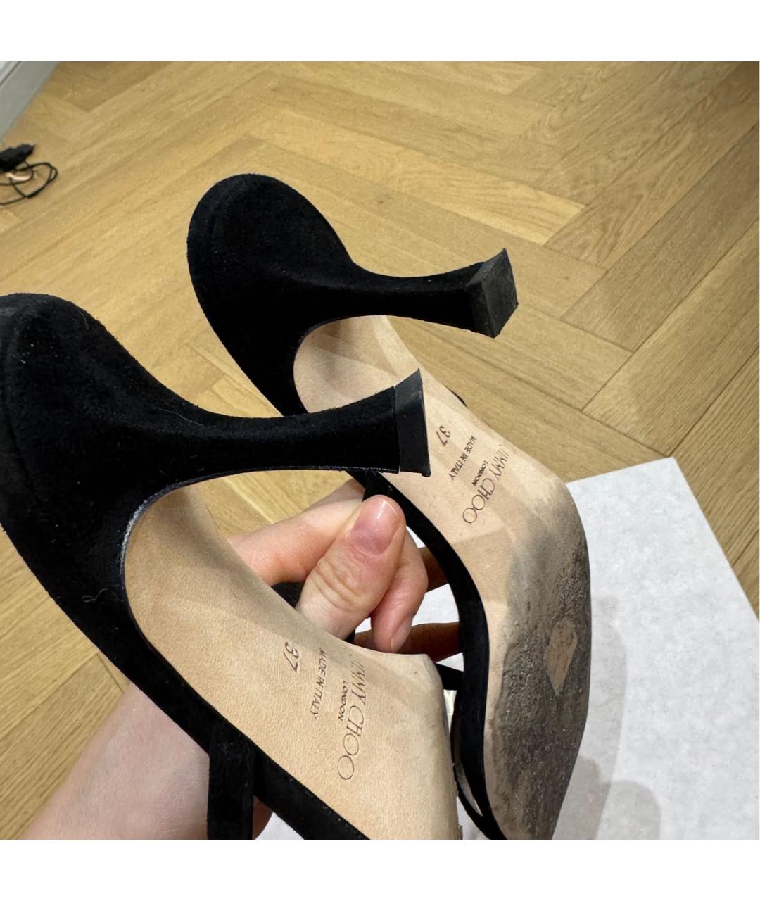 JIMMY CHOO Черные замшевые мюли, фото 4