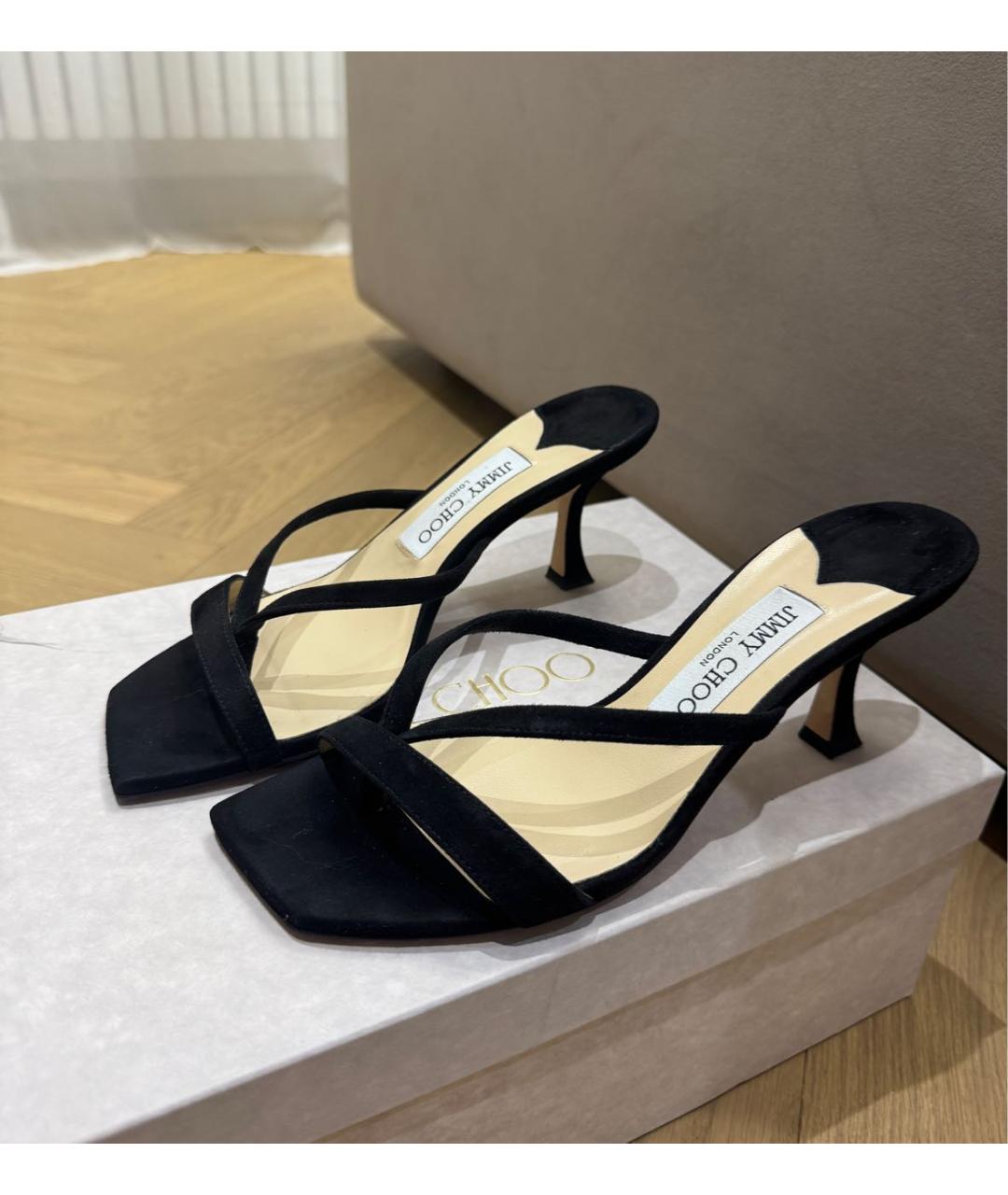 JIMMY CHOO Черные замшевые мюли, фото 2