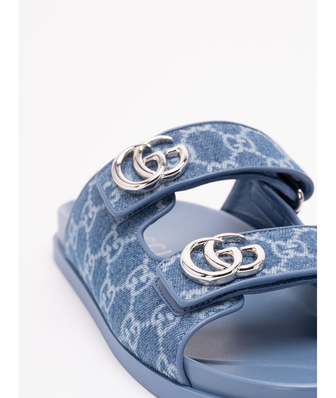 GUCCI Синие текстильные сандалии, фото 5