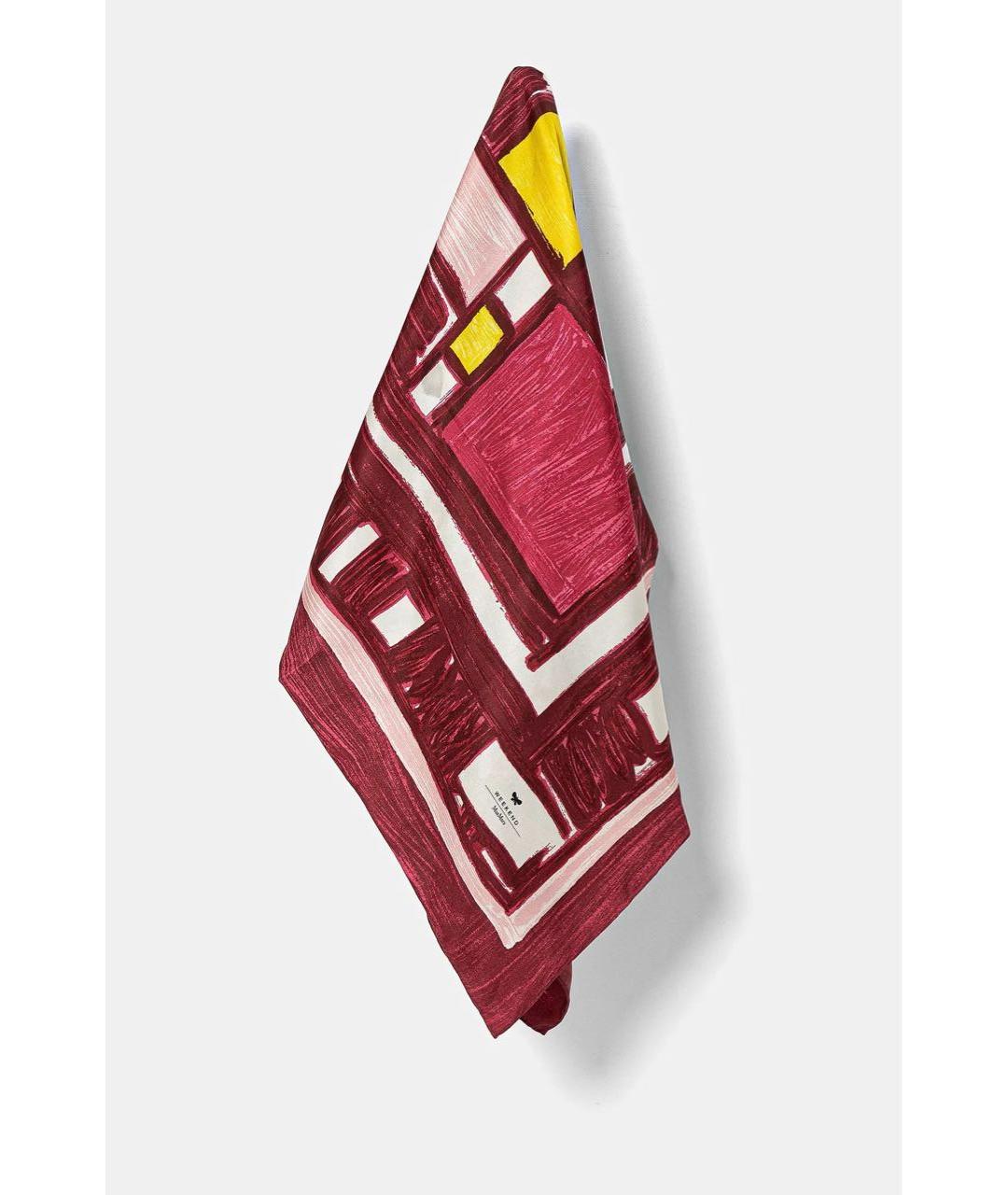 WEEKEND MAX MARA Бордовый шелковый платок, фото 5