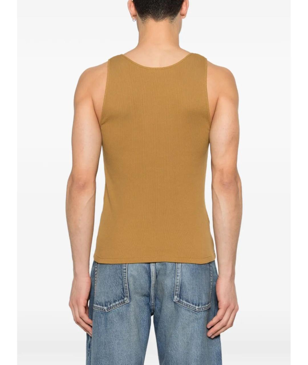 SAINT LAURENT Бежевая хлопковая майка, фото 3