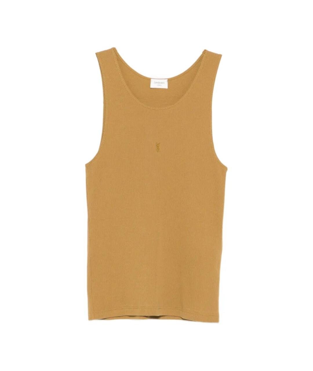 SAINT LAURENT Бежевая хлопковая майка, фото 1