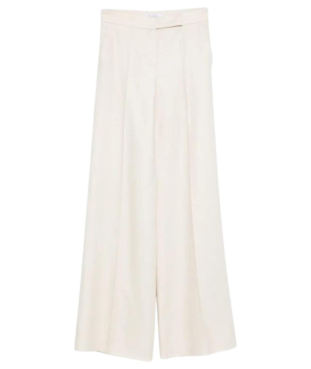 MAX MARA Белые льняные брюки широкие, фото 1