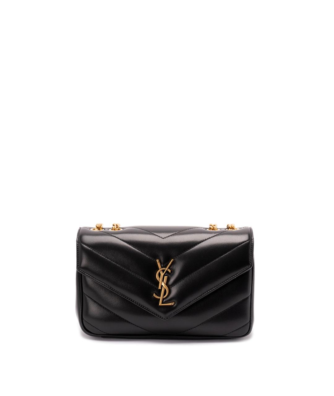 SAINT LAURENT Черная кожаная сумка через плечо, фото 1