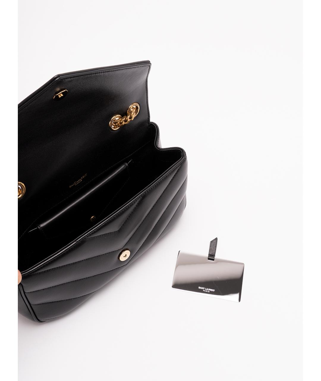 SAINT LAURENT Черная кожаная сумка через плечо, фото 5