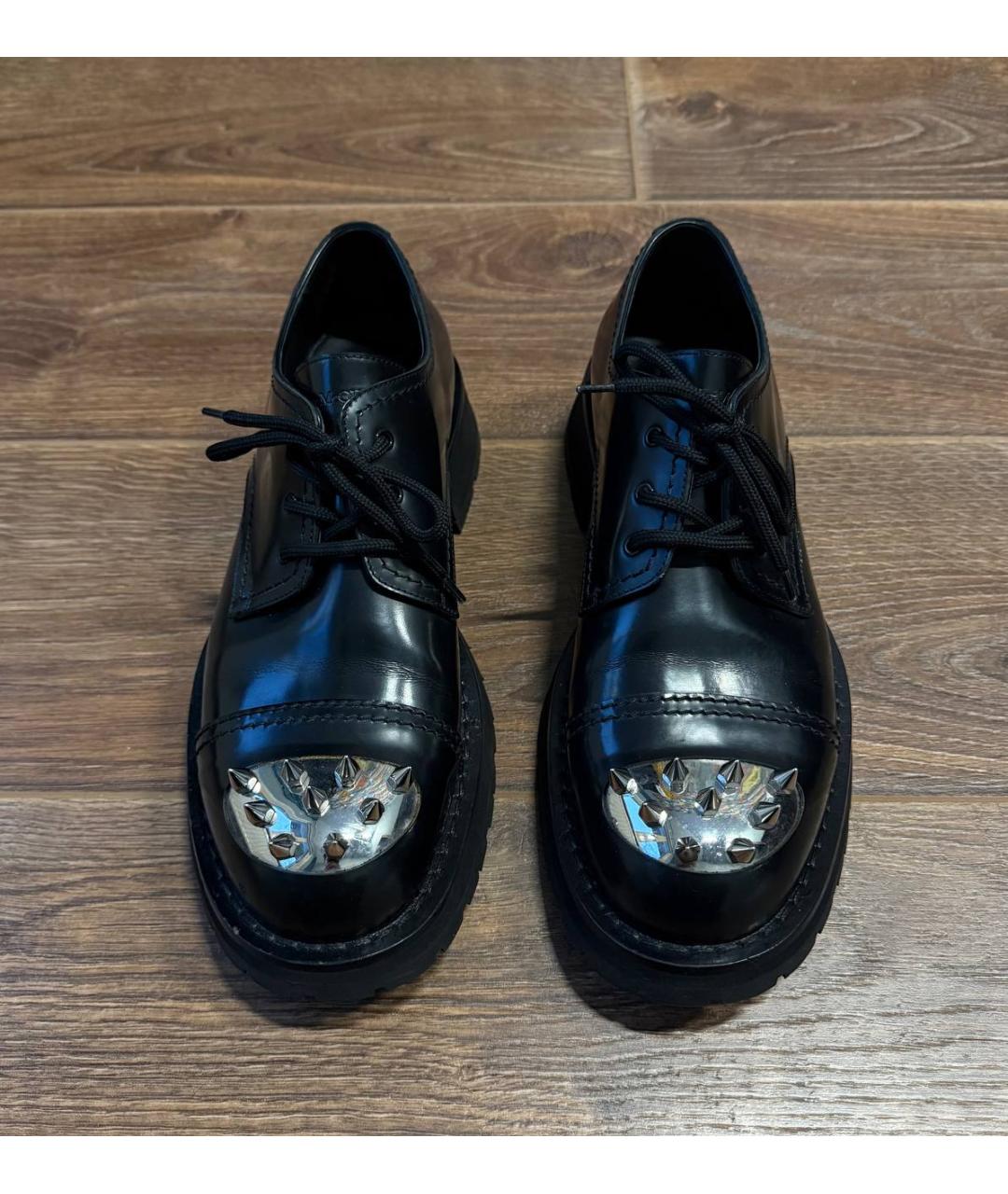 ALEXANDER MCQUEEN Черные кожаные туфли, фото 2