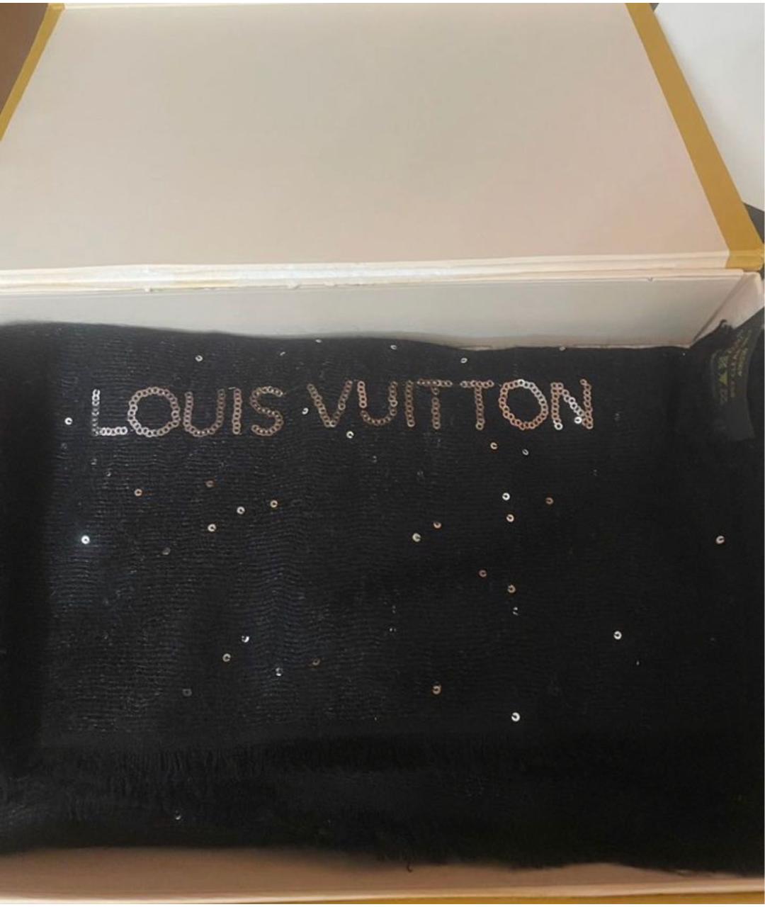 LOUIS VUITTON Черный кашемировый шарф, фото 4