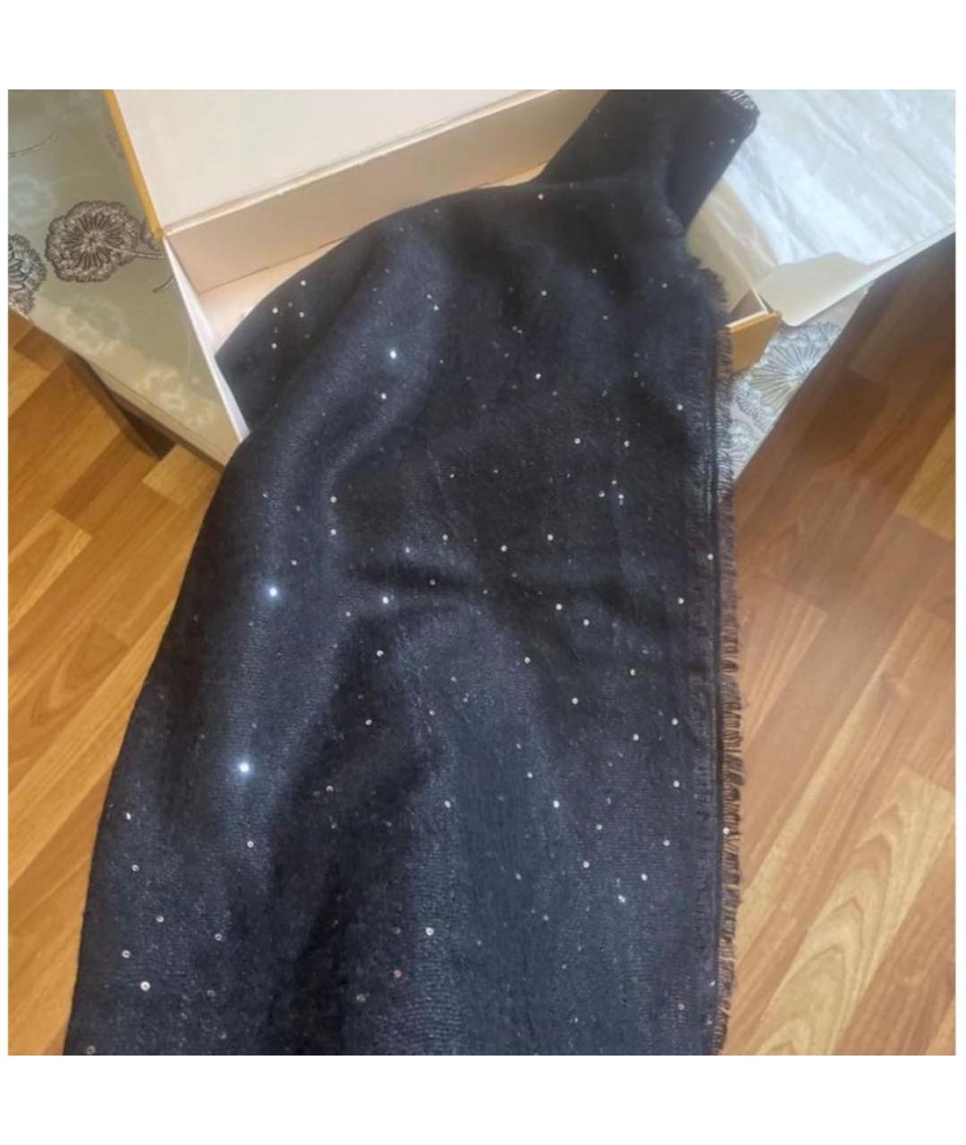 LOUIS VUITTON Черный кашемировый шарф, фото 3