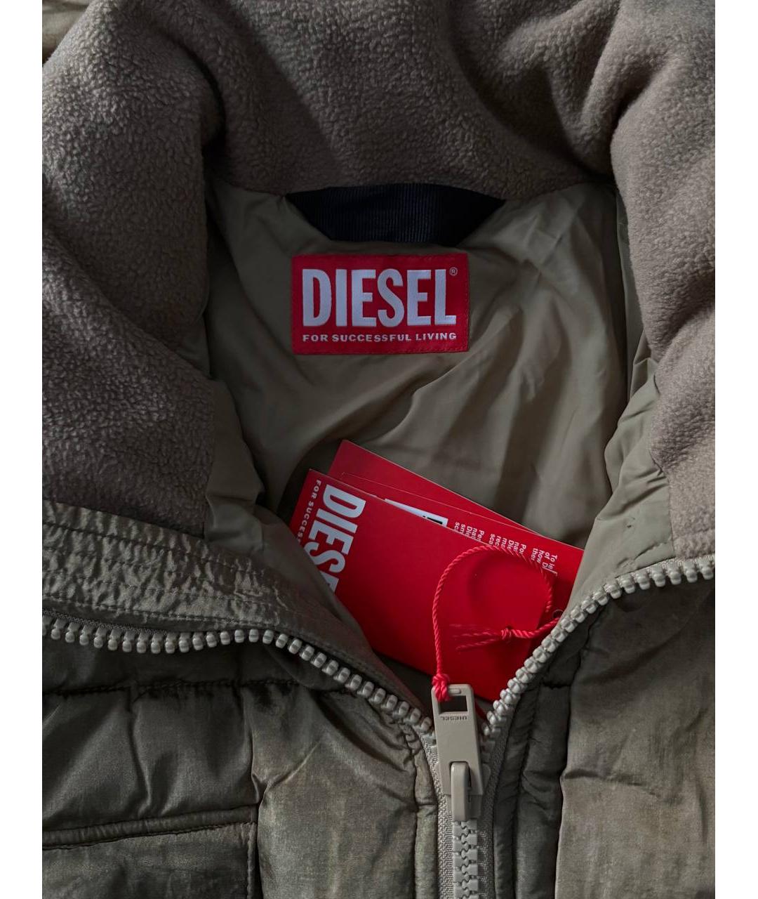 DIESEL Бежевый полиэстеровый пуховик, фото 3