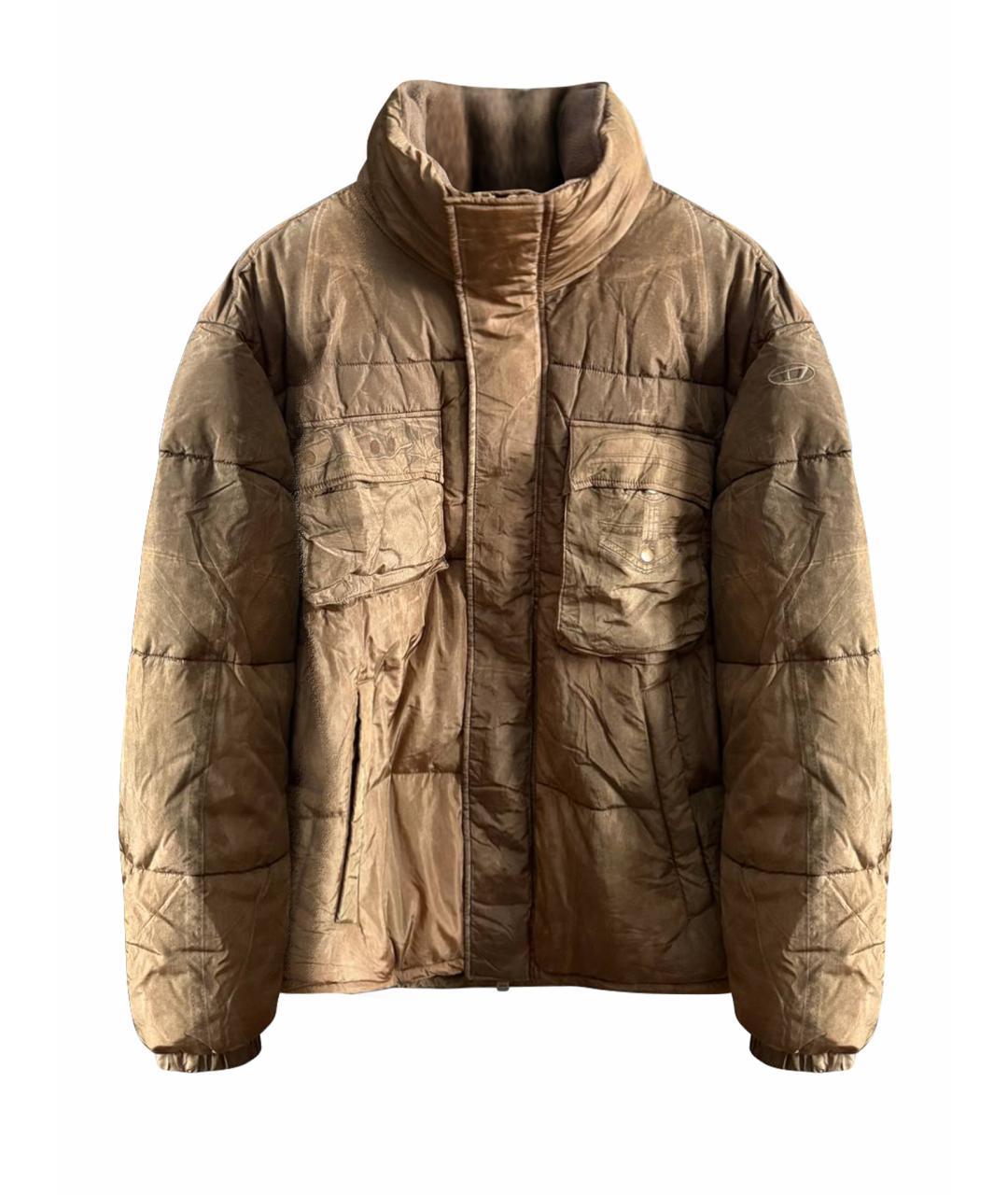 DIESEL Бежевый полиэстеровый пуховик, фото 1