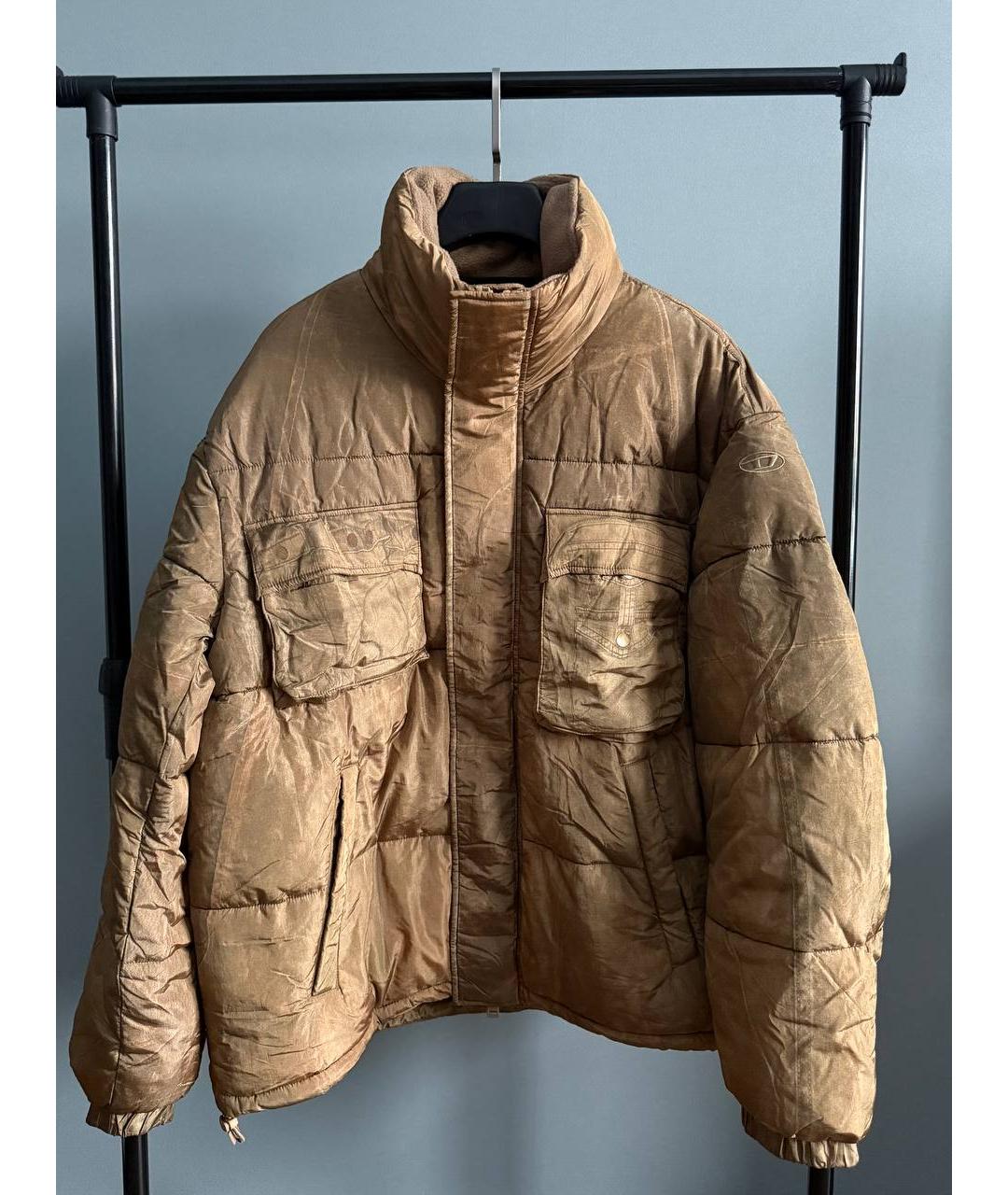 DIESEL Бежевый полиэстеровый пуховик, фото 6