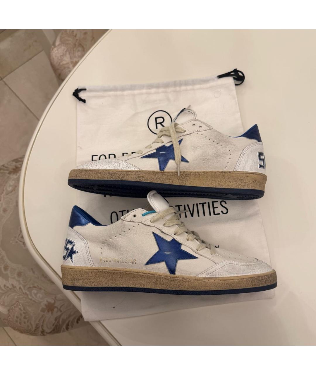 GOLDEN GOOSE DELUXE BRAND Бежевые кожаные низкие кроссовки / кеды, фото 2