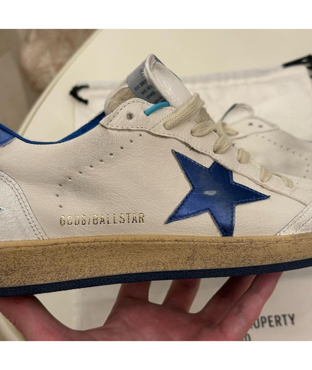 GOLDEN GOOSE DELUXE BRAND Бежевые кожаные низкие кроссовки / кеды, фото 3