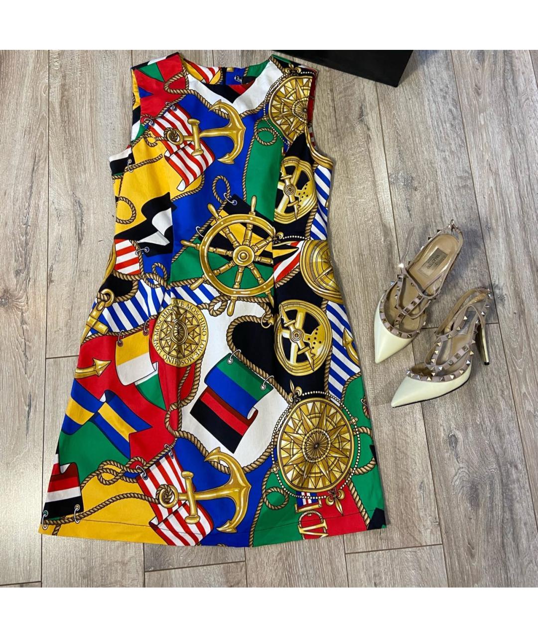 LOVE MOSCHINO Мульти хлопковое повседневное платье, фото 3