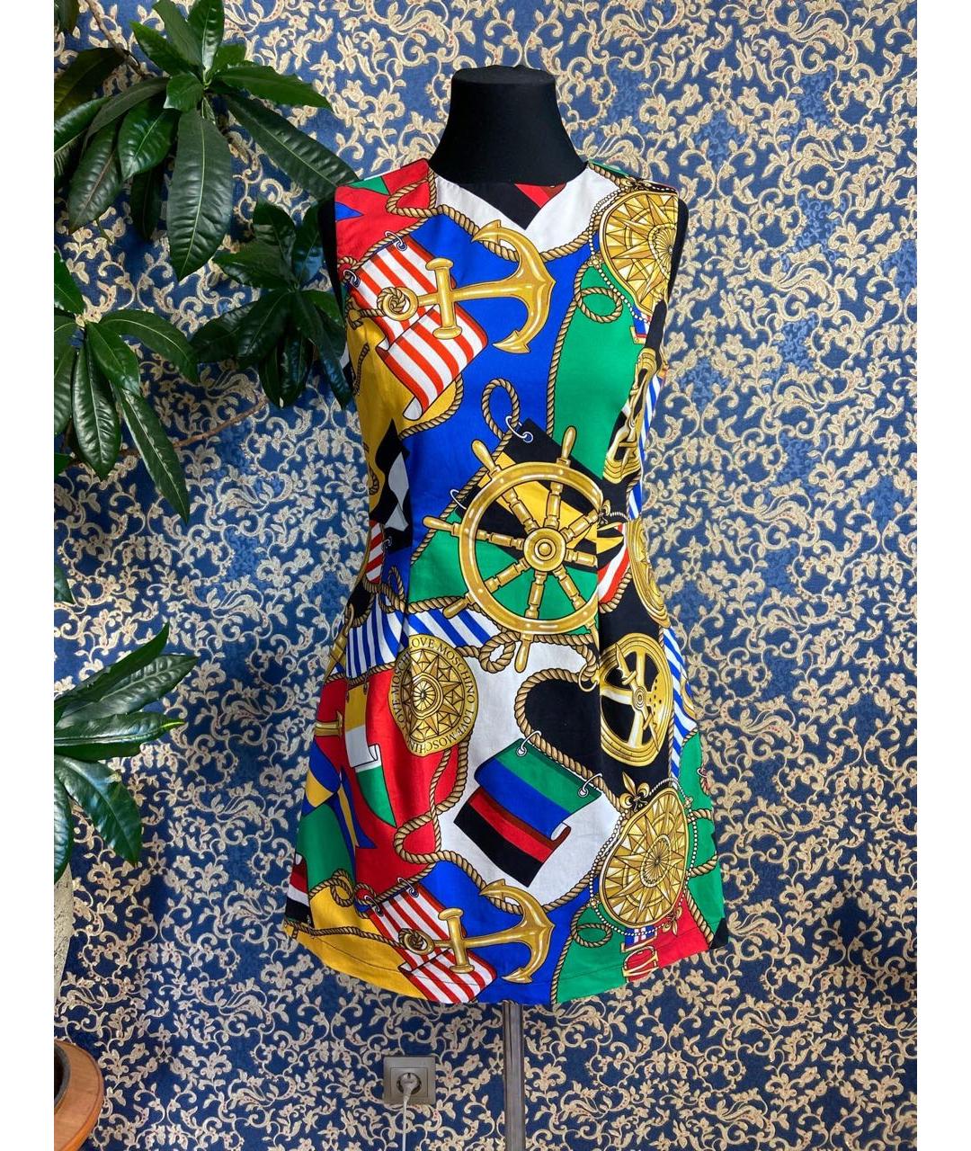 LOVE MOSCHINO Мульти хлопковое повседневное платье, фото 7