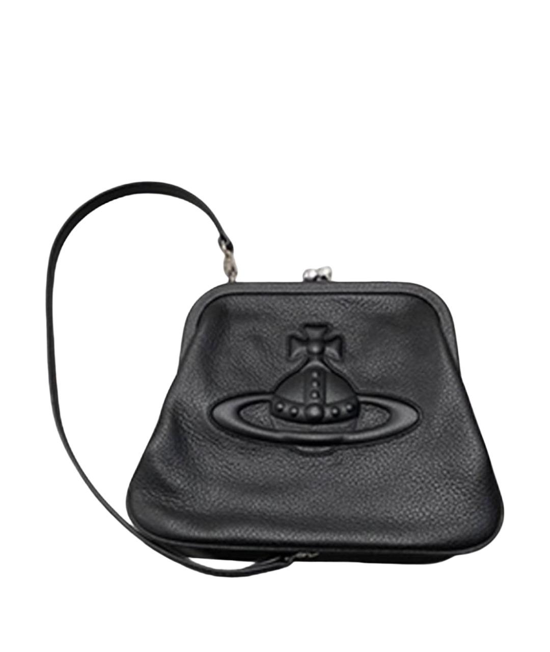 VIVIENNE WESTWOOD Черная кожаная сумка через плечо, фото 1
