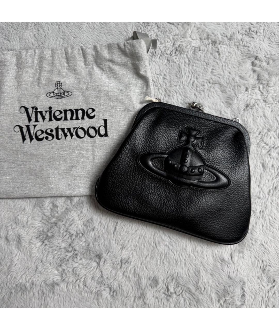 VIVIENNE WESTWOOD Черная кожаная сумка через плечо, фото 5