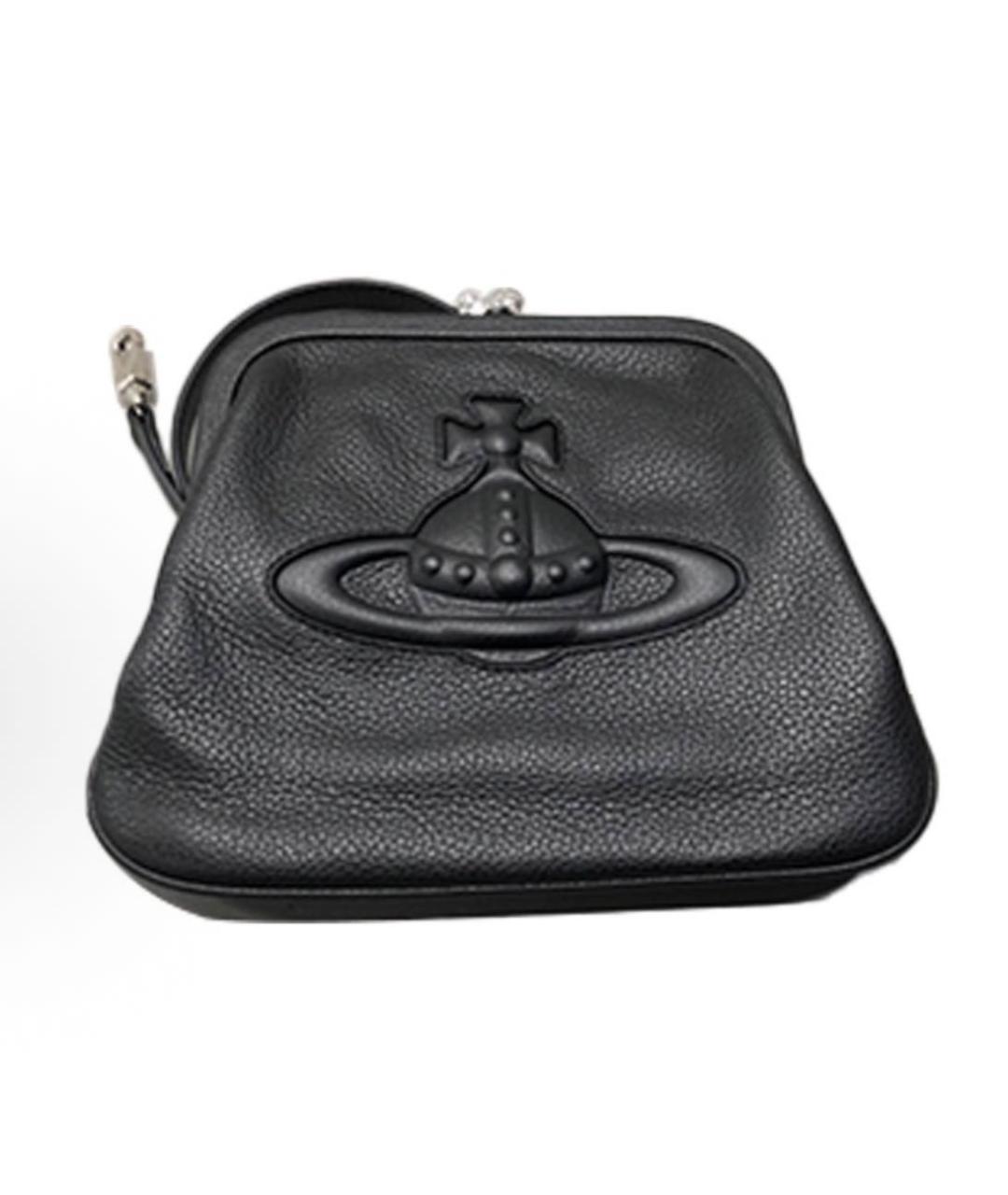 VIVIENNE WESTWOOD Черная кожаная сумка через плечо, фото 3