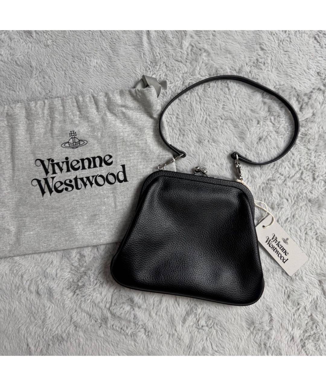 VIVIENNE WESTWOOD Черная кожаная сумка через плечо, фото 6