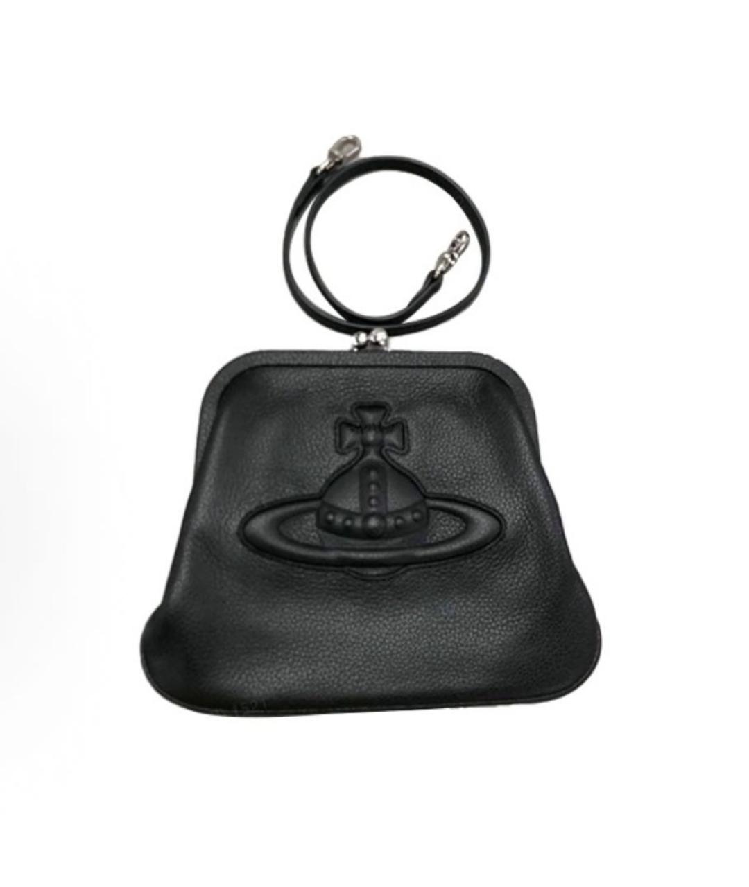 VIVIENNE WESTWOOD Черная кожаная сумка через плечо, фото 2