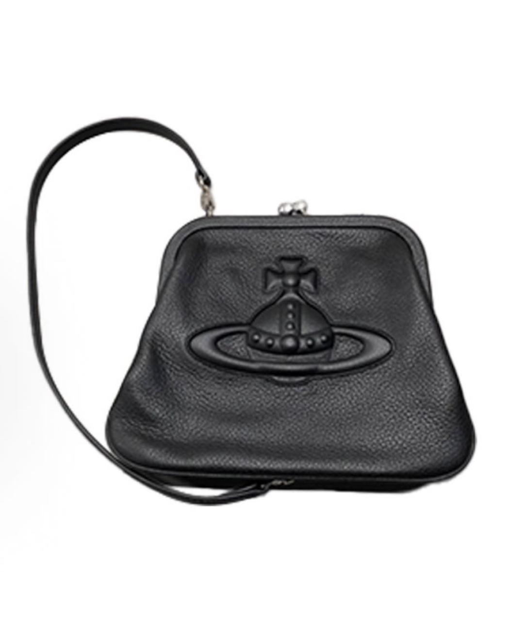 VIVIENNE WESTWOOD Черная кожаная сумка через плечо, фото 9