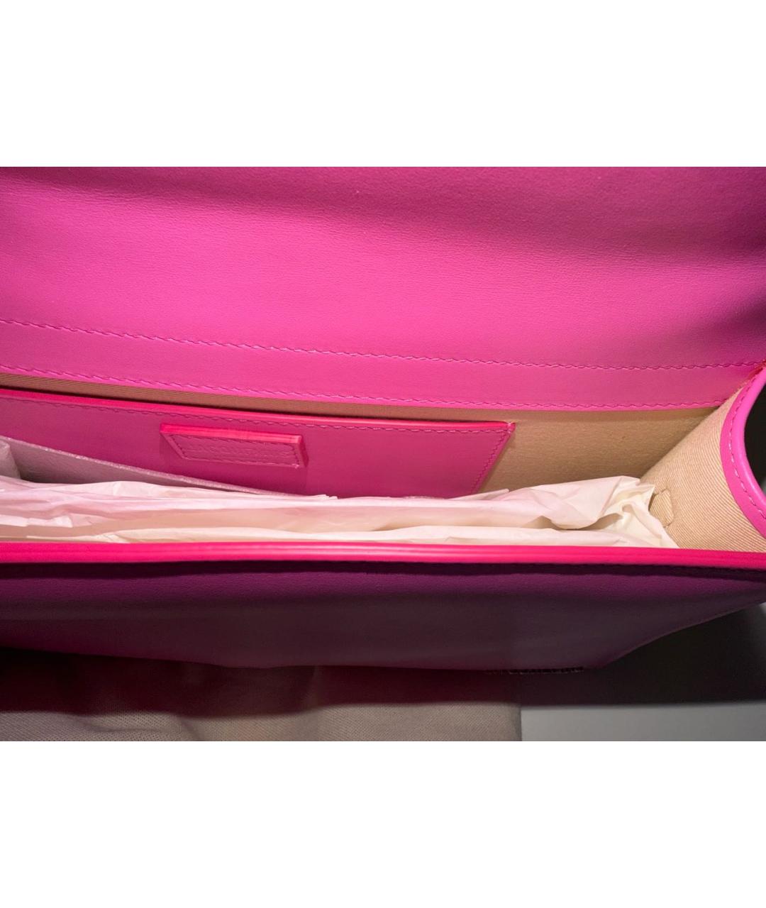 JACQUEMUS Розовая кожаная сумка с короткими ручками, фото 4