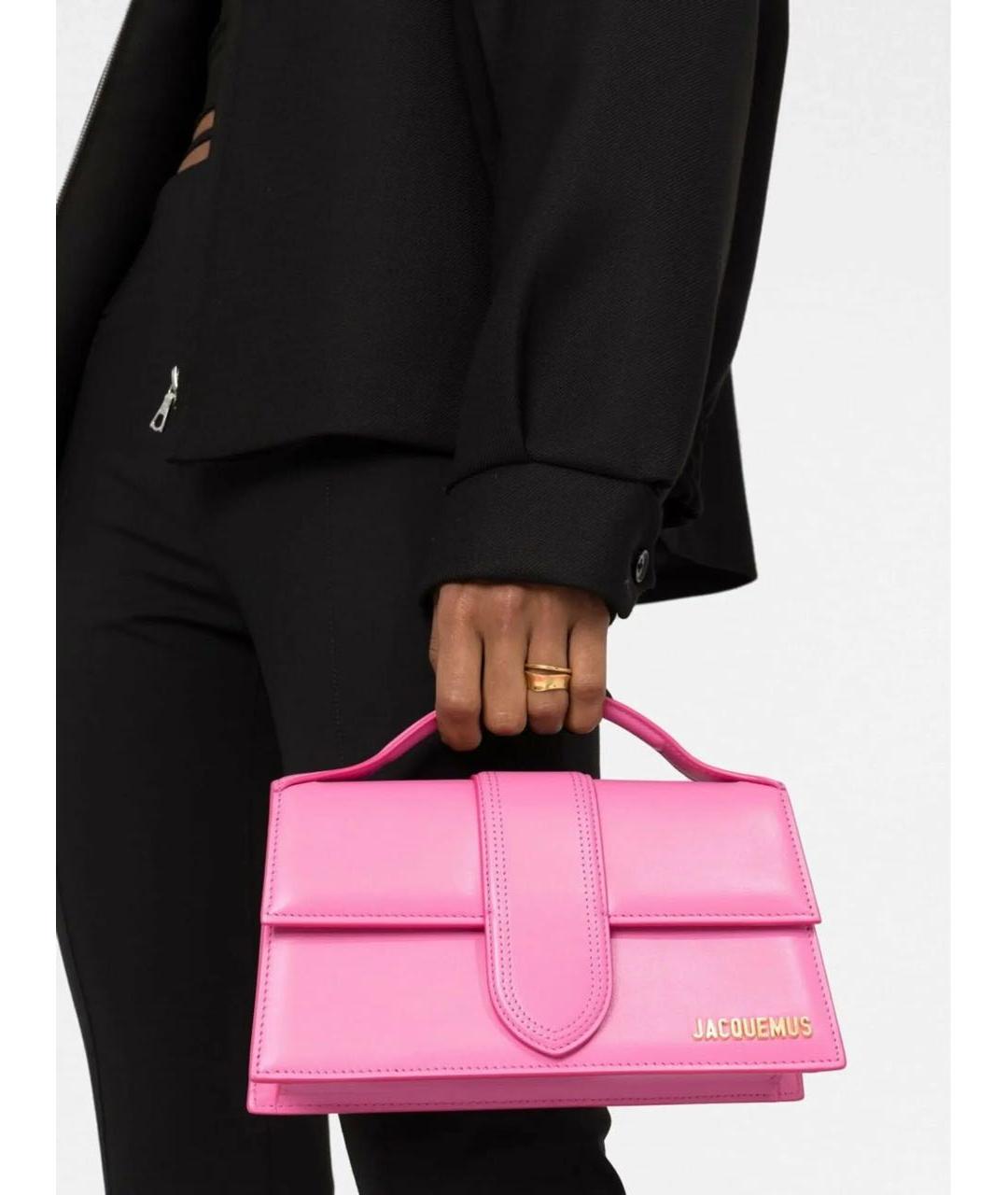 JACQUEMUS Розовая кожаная сумка с короткими ручками, фото 7