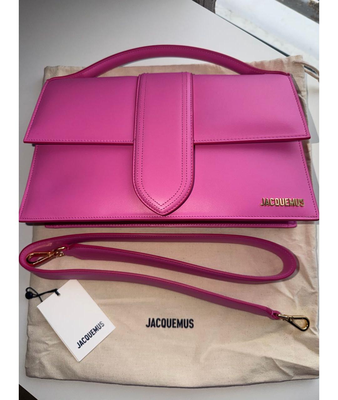 JACQUEMUS Розовая кожаная сумка с короткими ручками, фото 8