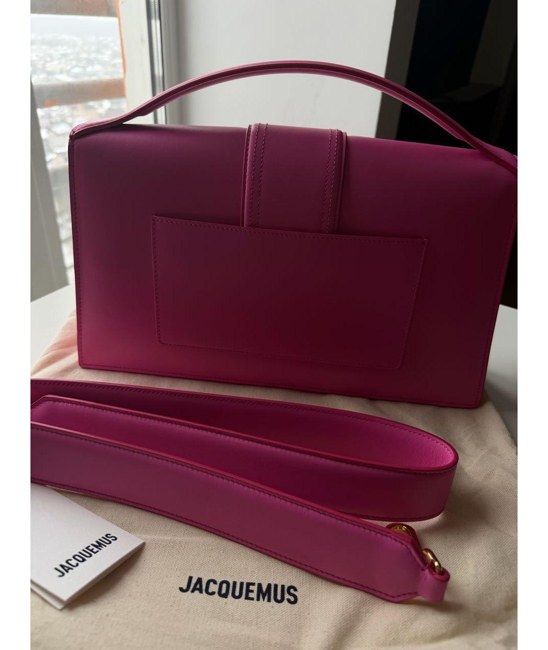 JACQUEMUS Розовая кожаная сумка с короткими ручками, фото 5