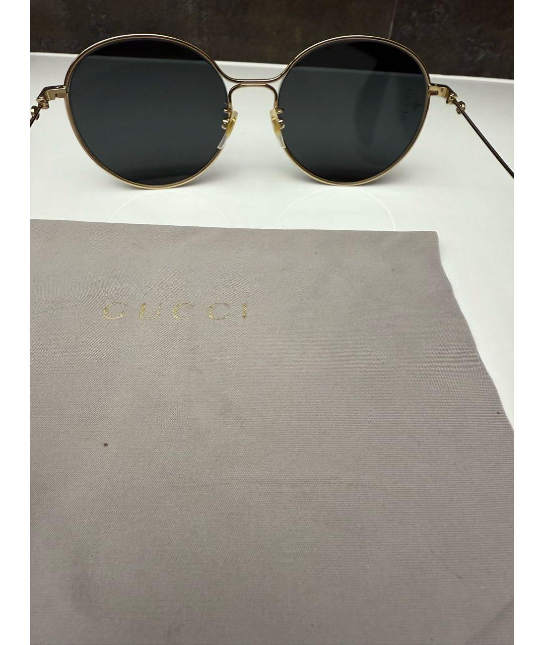 GUCCI Золотые металлические солнцезащитные очки, фото 6