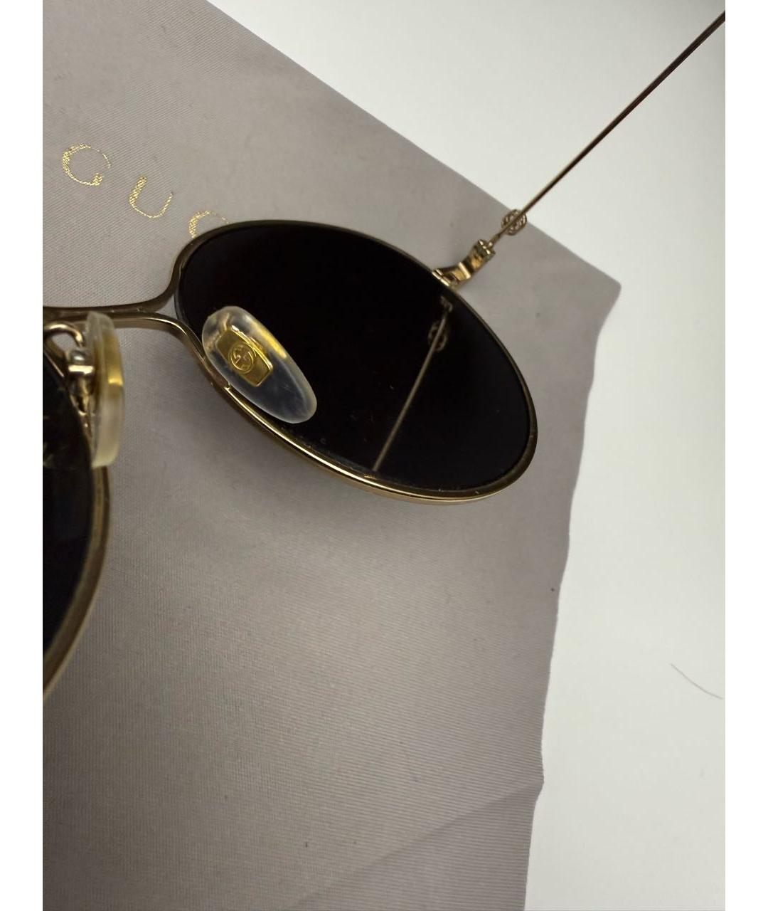 GUCCI Золотые металлические солнцезащитные очки, фото 3