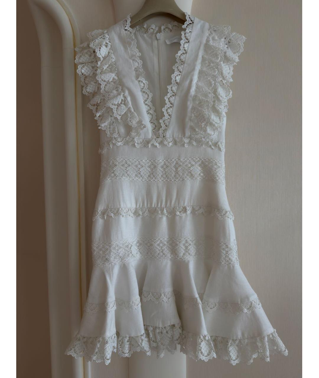 ZIMMERMANN Белое льняное повседневное платье, фото 7