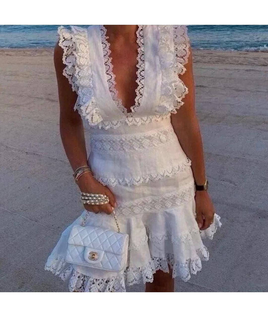 ZIMMERMANN Белое льняное повседневное платье, фото 6