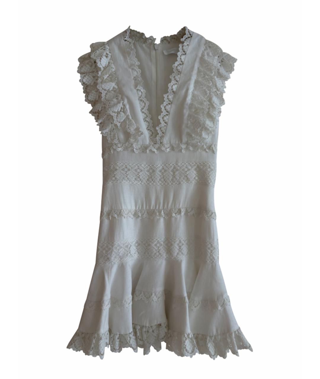 ZIMMERMANN Белое льняное повседневное платье, фото 1