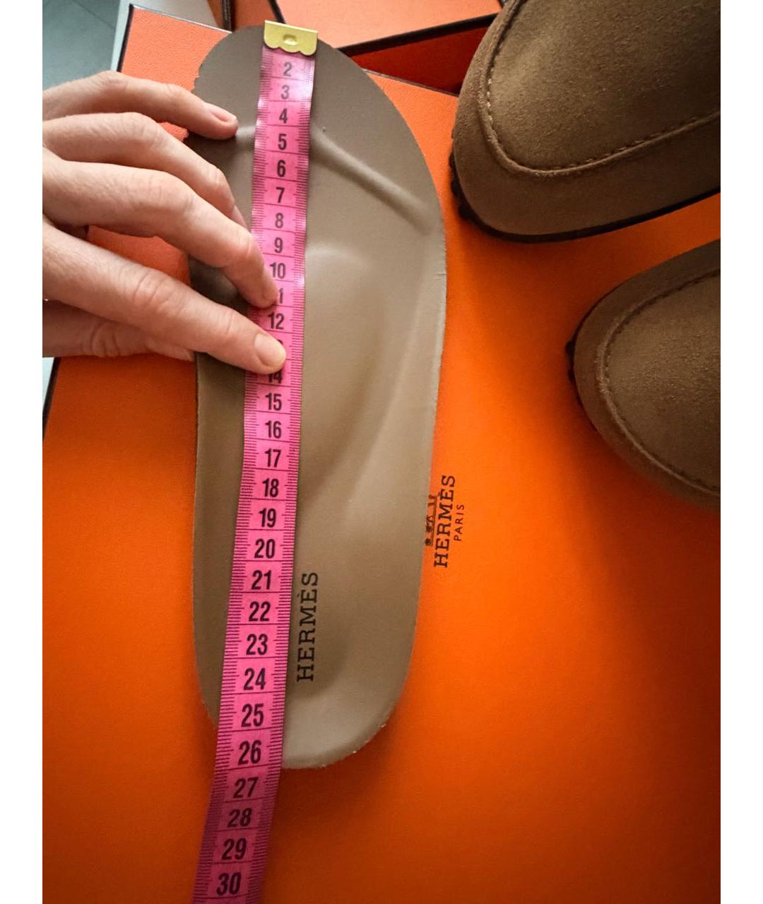 HERMES Коричневые замшевые мокасины, фото 5