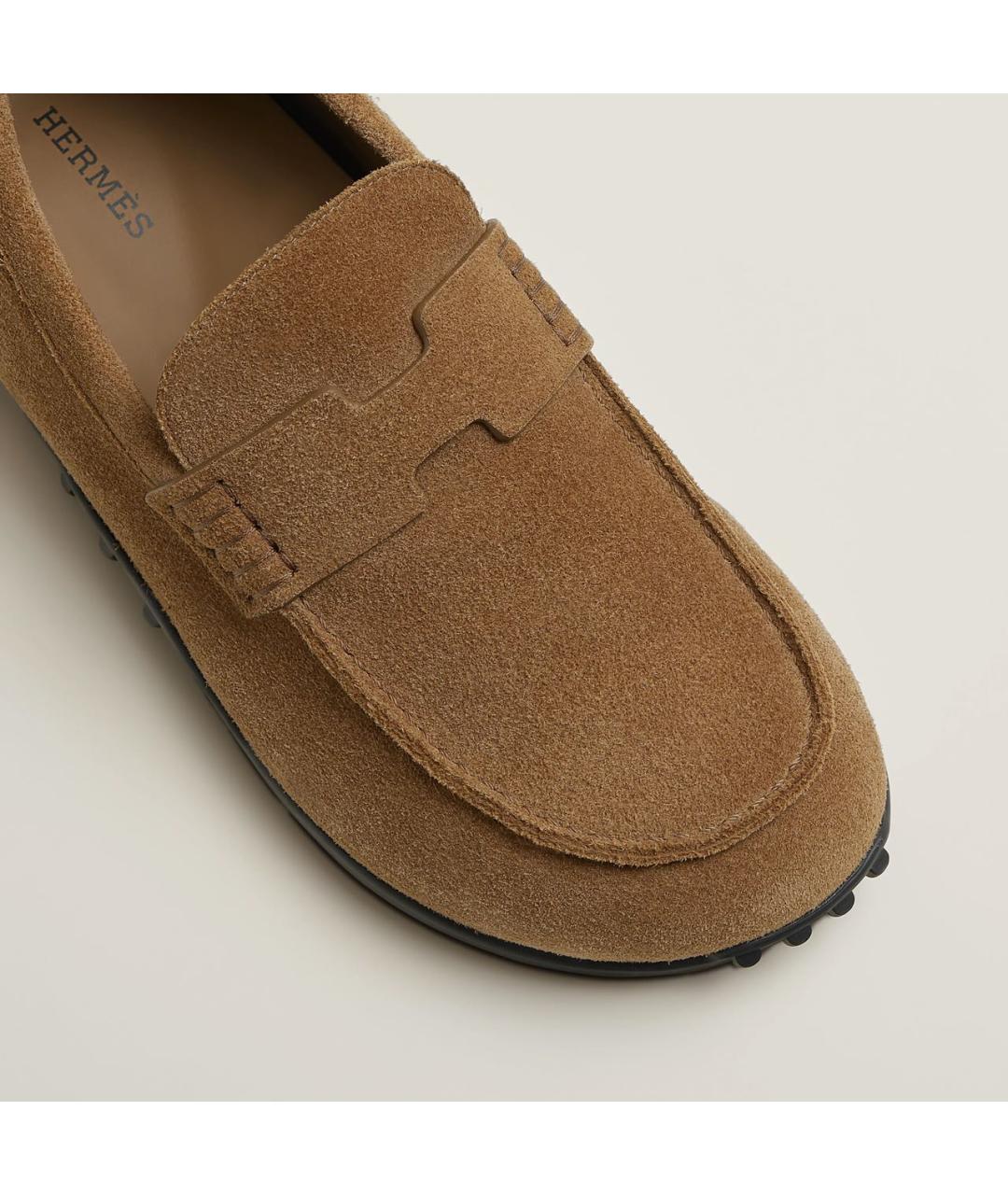 HERMES Коричневые замшевые мокасины, фото 2