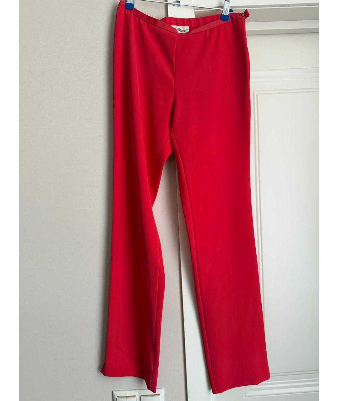 BLUMARINE Коралловые полиэстеровые прямые брюки, фото 2
