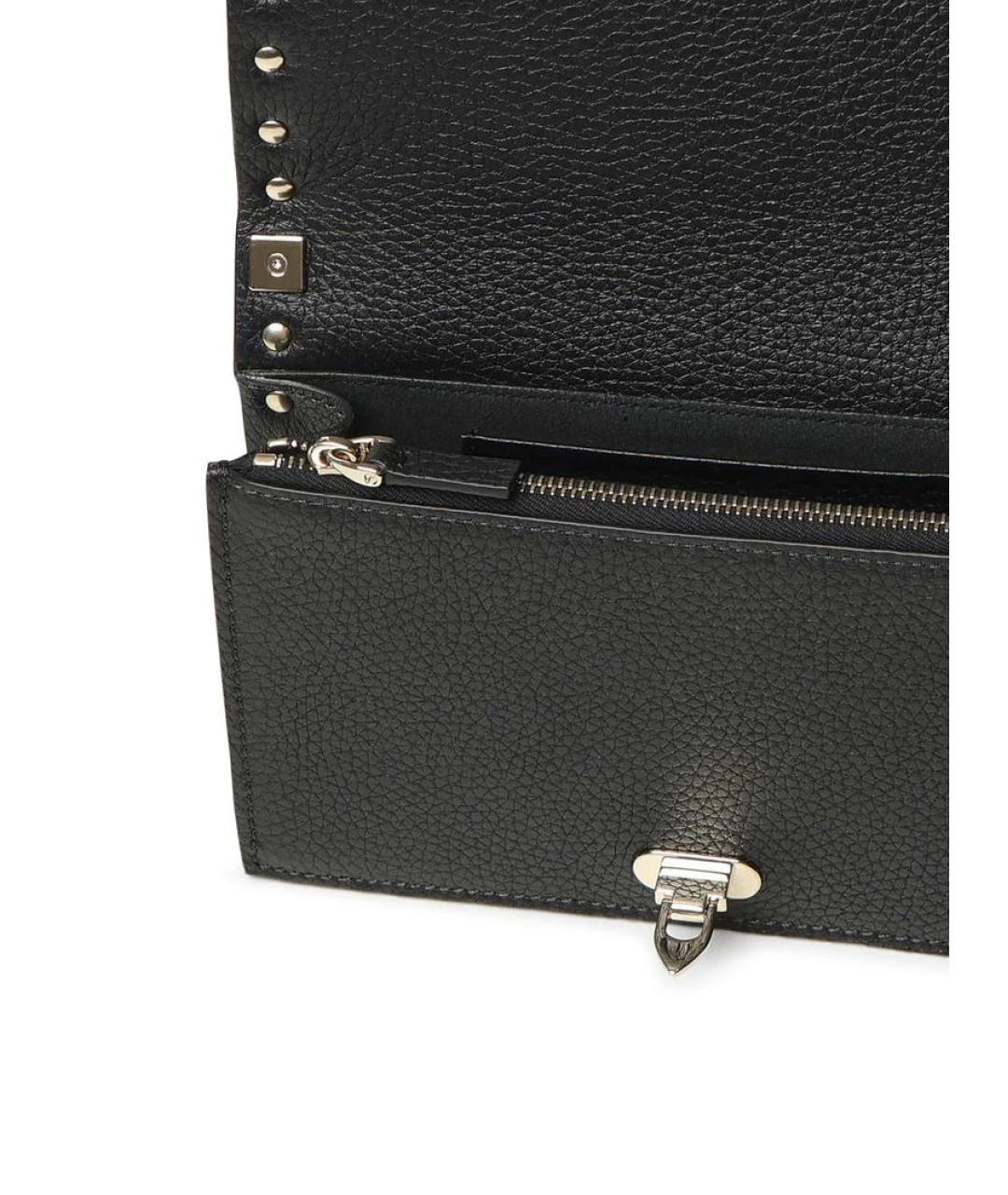 VALENTINO Черная кожаная сумка через плечо, фото 4