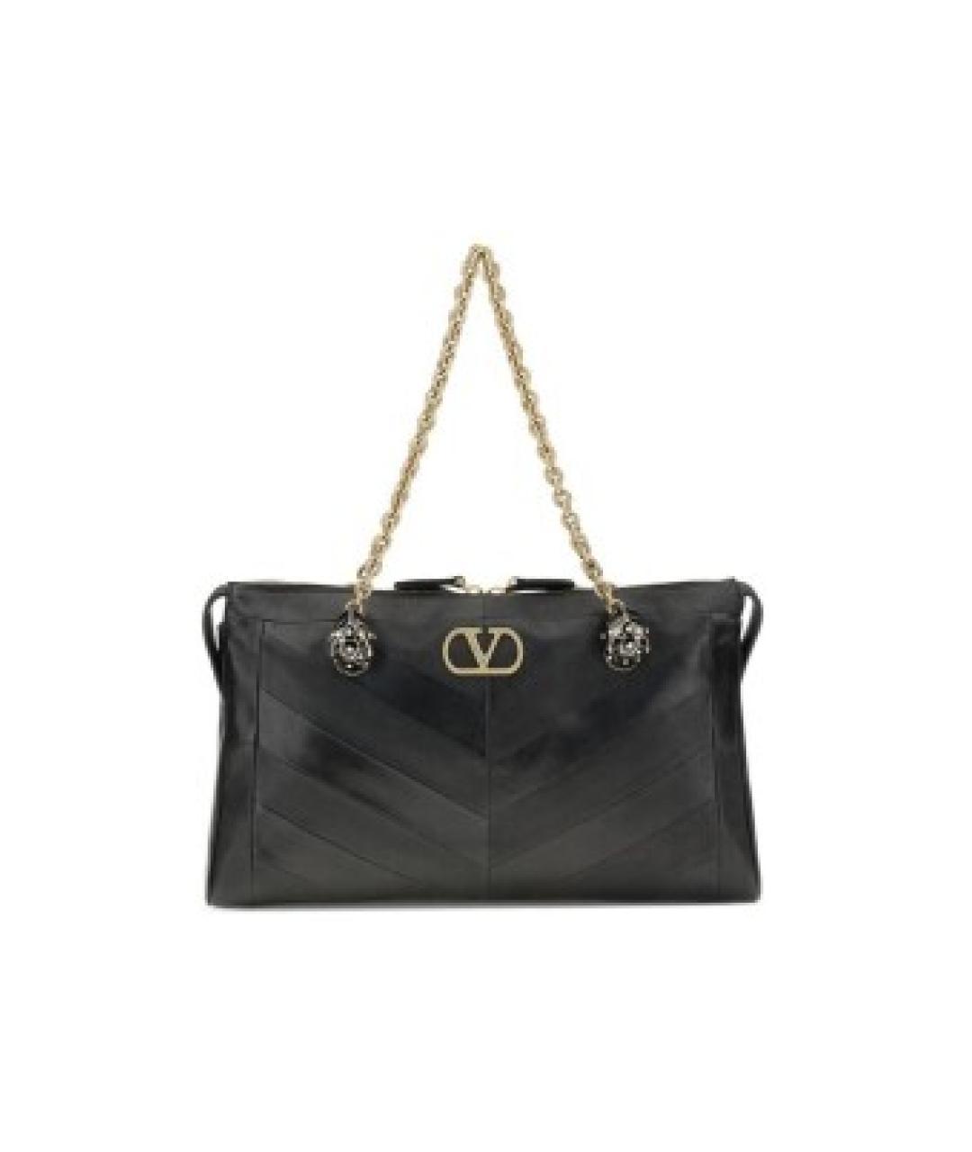 VALENTINO Черная кожаная сумка тоут, фото 1