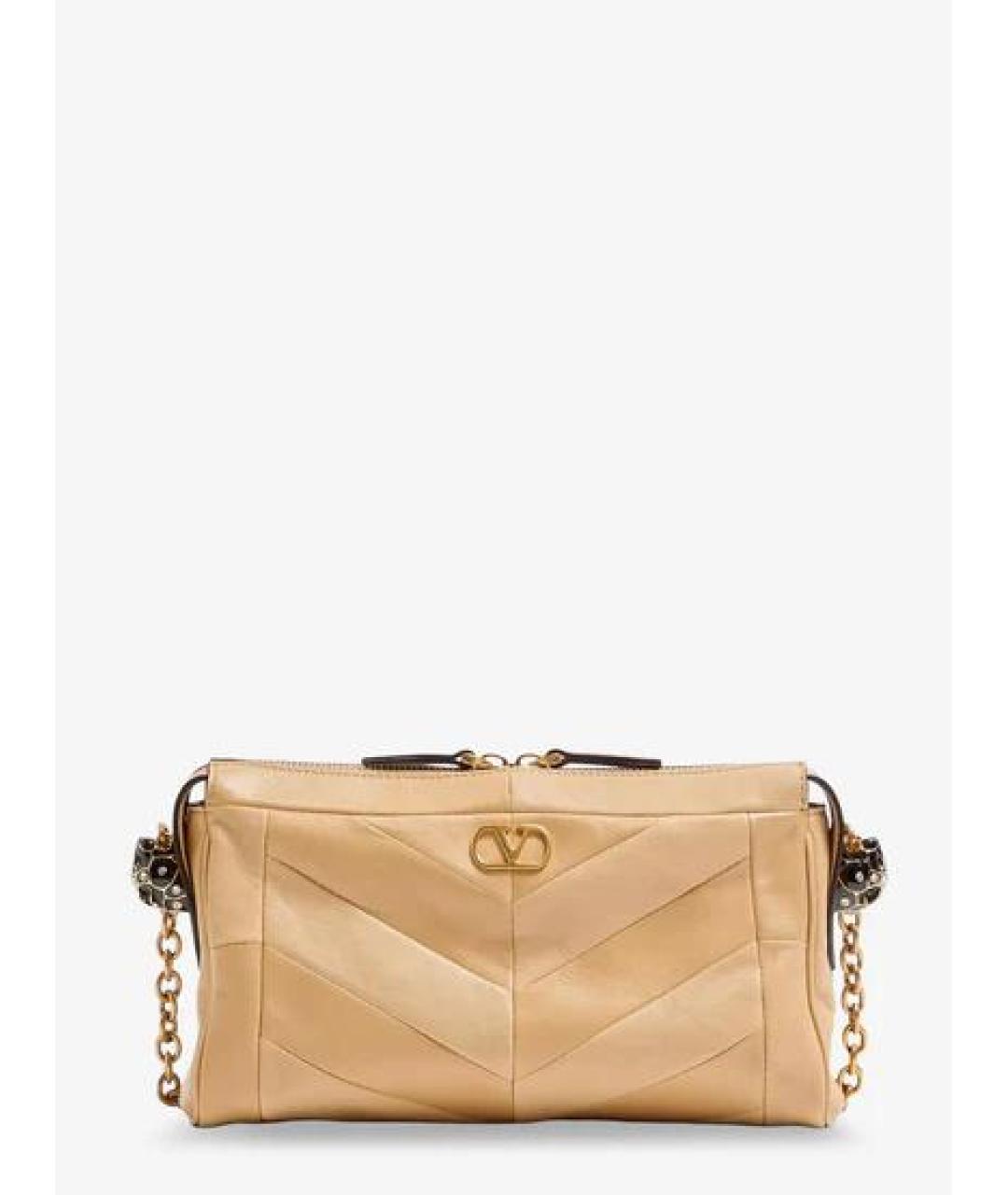 VALENTINO Золотая кожаная сумка через плечо, фото 3
