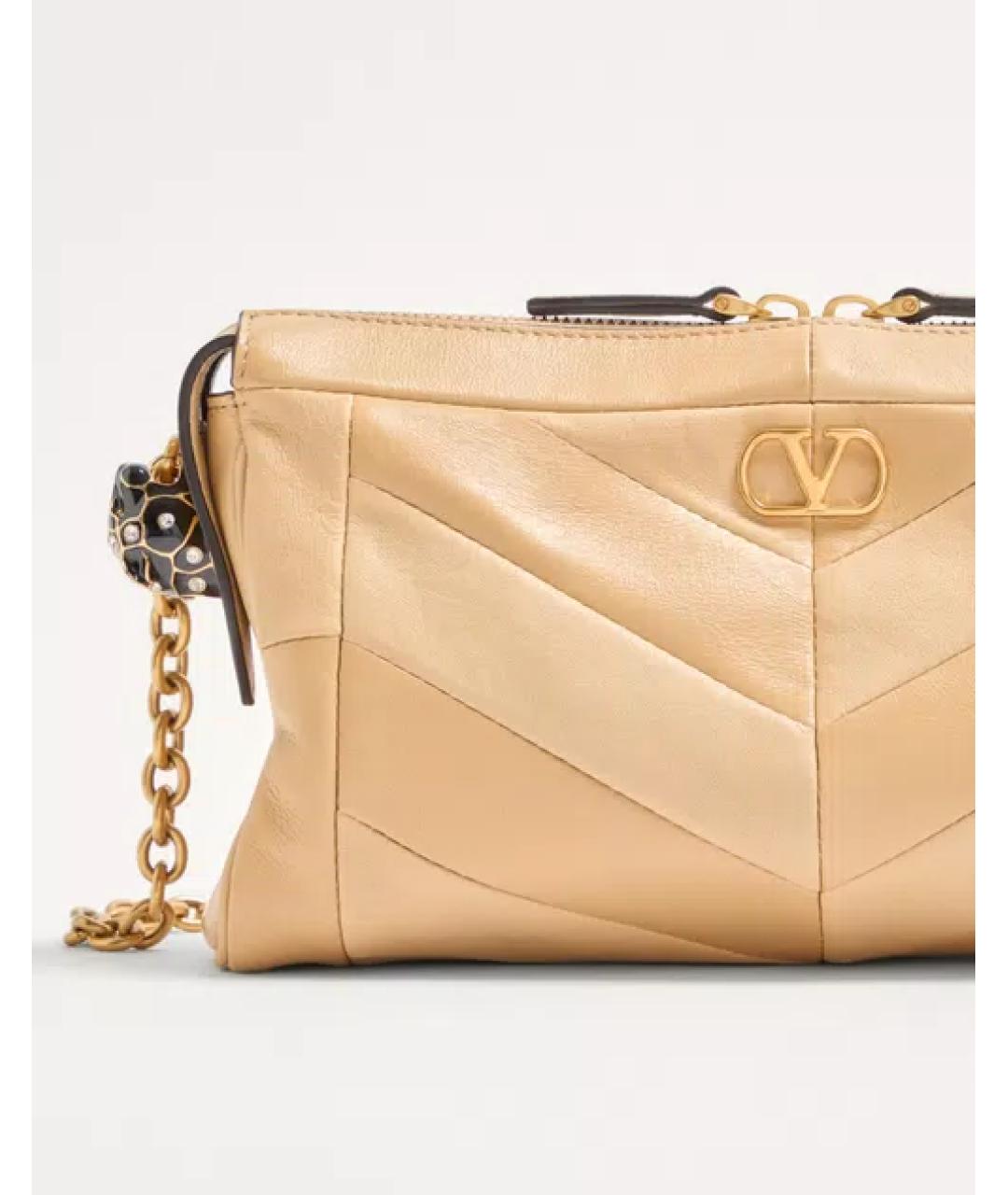 VALENTINO Золотая кожаная сумка через плечо, фото 4