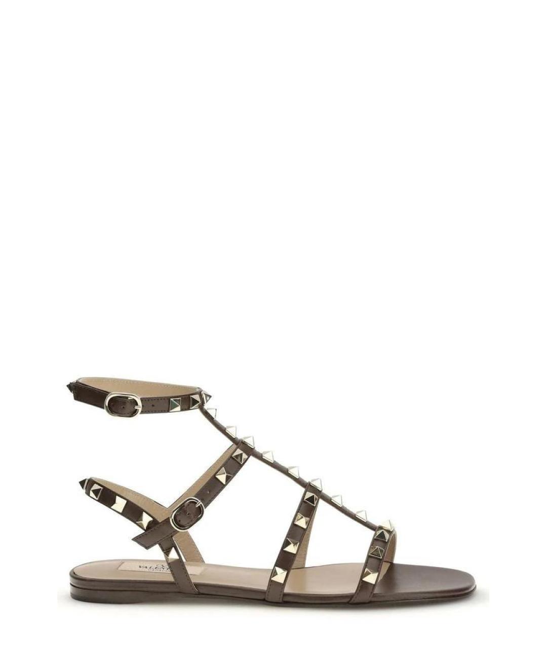 VALENTINO Коричневые кожаные сандалии, фото 1