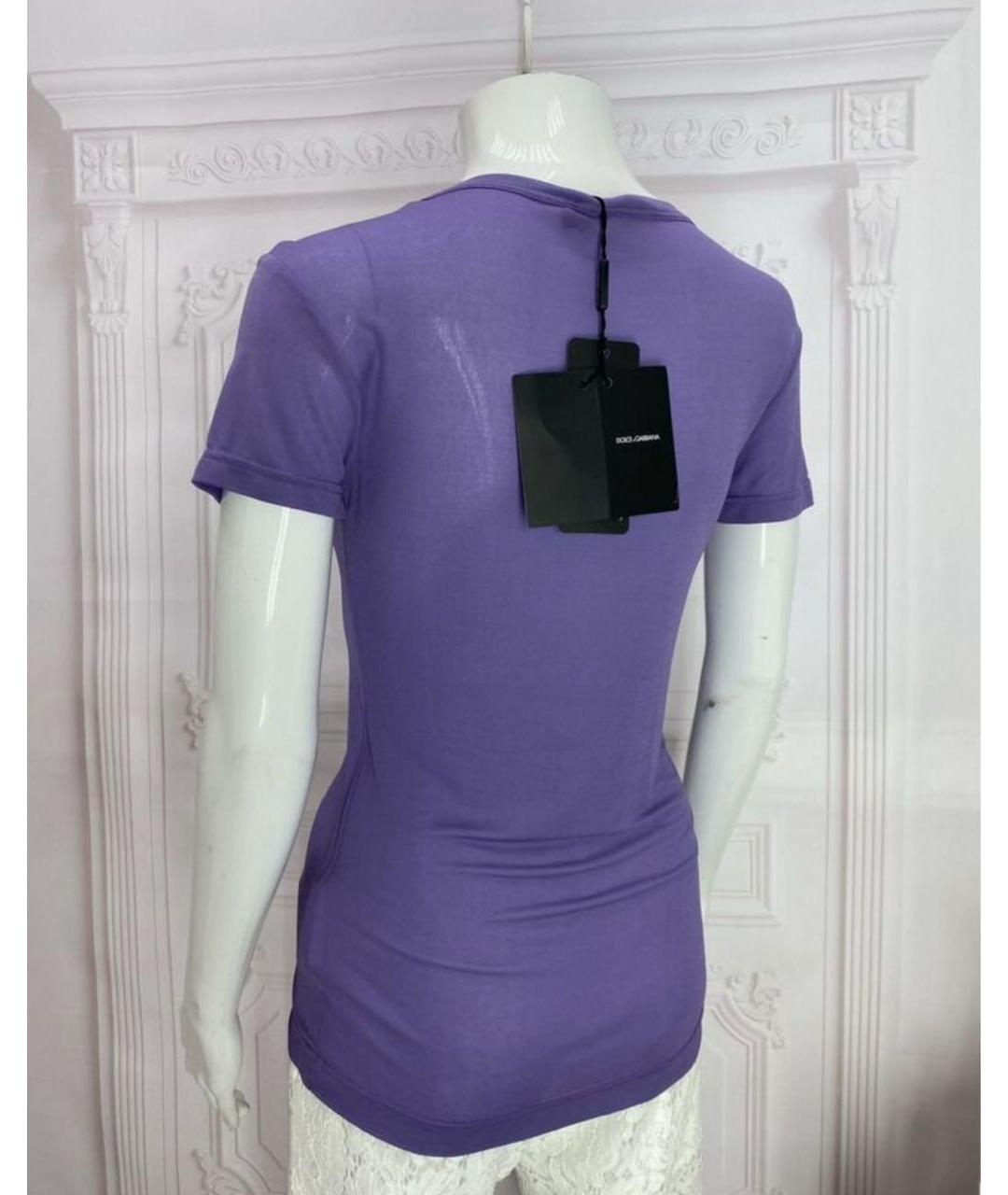 DOLCE&GABBANA Фиолетовая вискозная футболка, фото 2