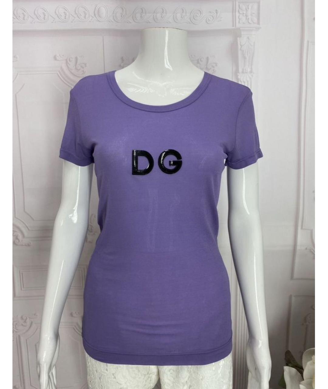 DOLCE&GABBANA Фиолетовая вискозная футболка, фото 5