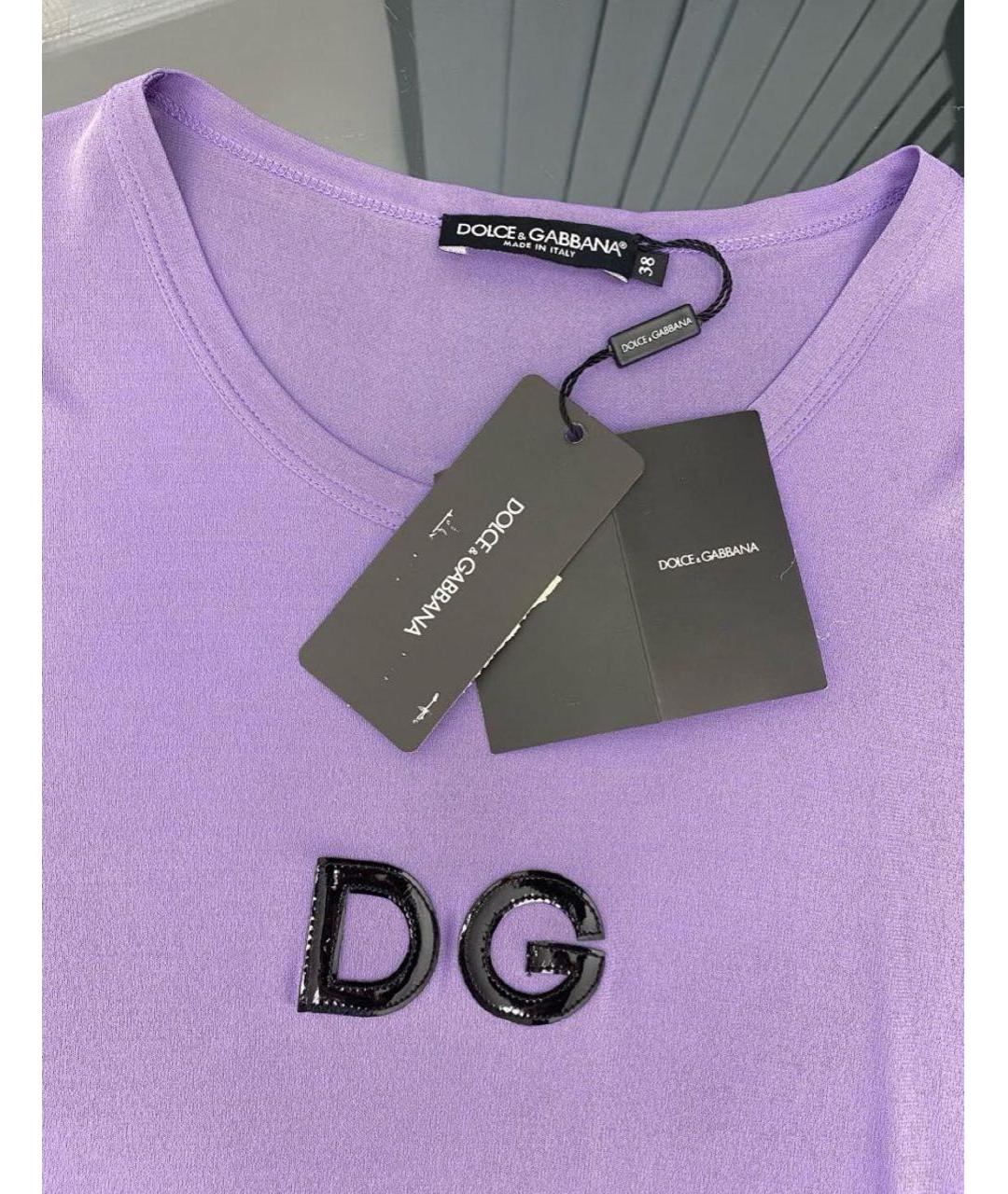 DOLCE&GABBANA Фиолетовая вискозная футболка, фото 3