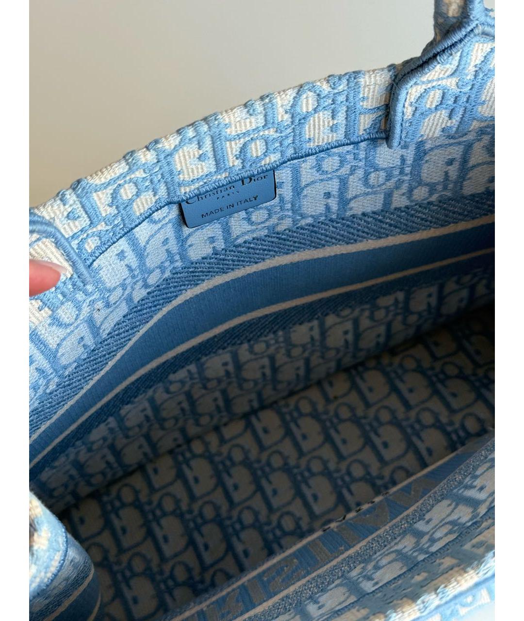 CHRISTIAN DIOR Голубая тканевая сумка тоут, фото 4