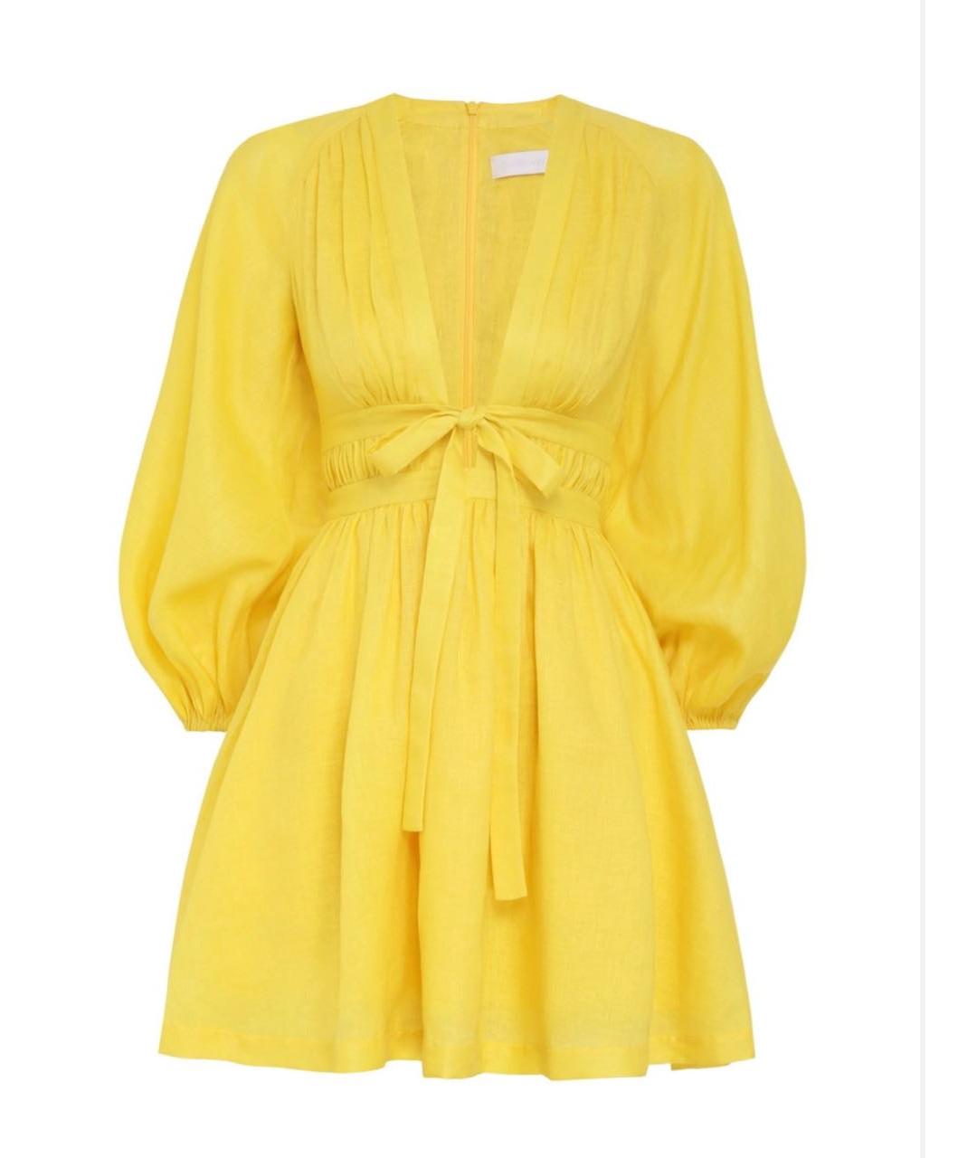 ZIMMERMANN Желтое льняное повседневное платье, фото 6