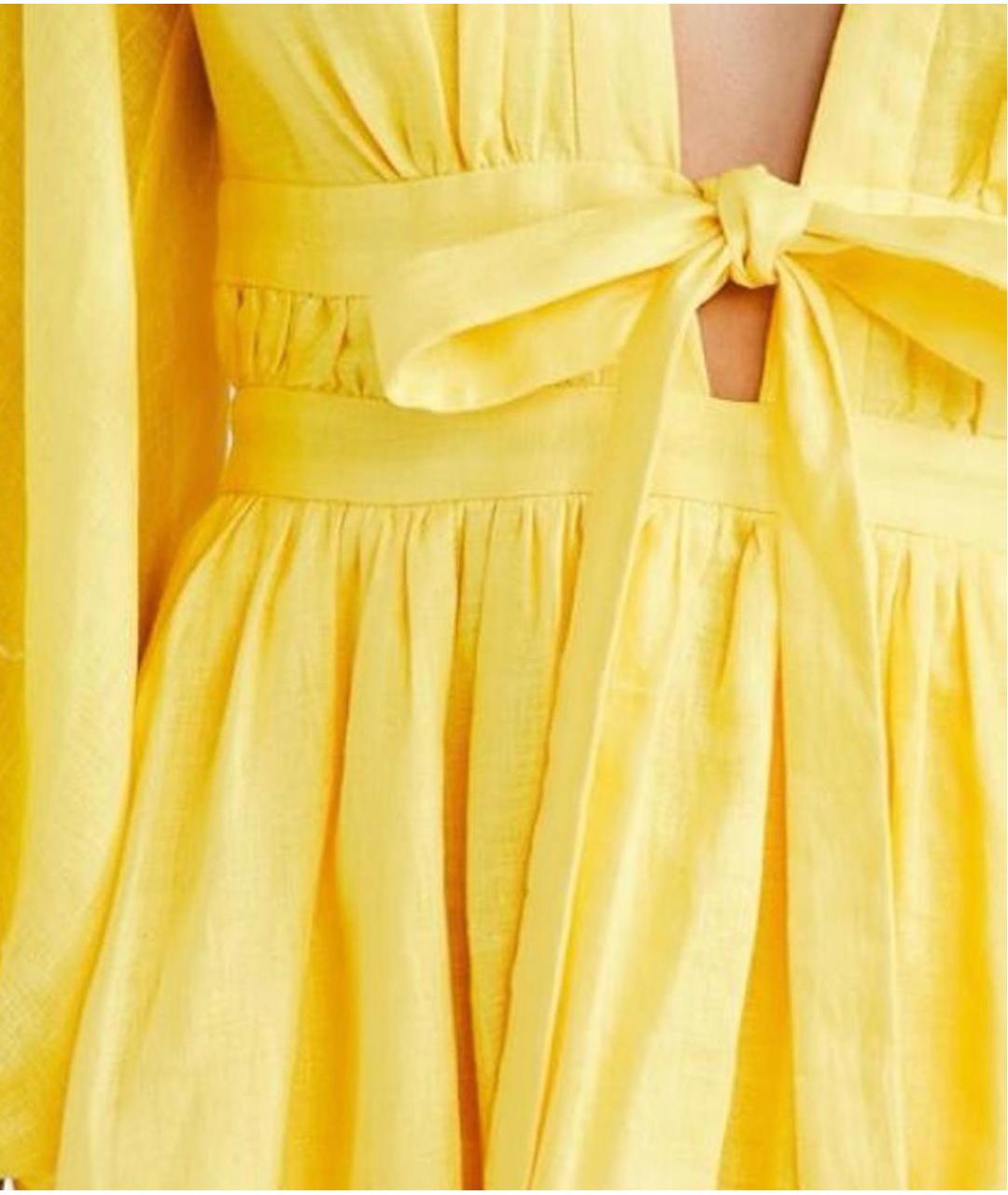 ZIMMERMANN Желтое льняное повседневное платье, фото 4