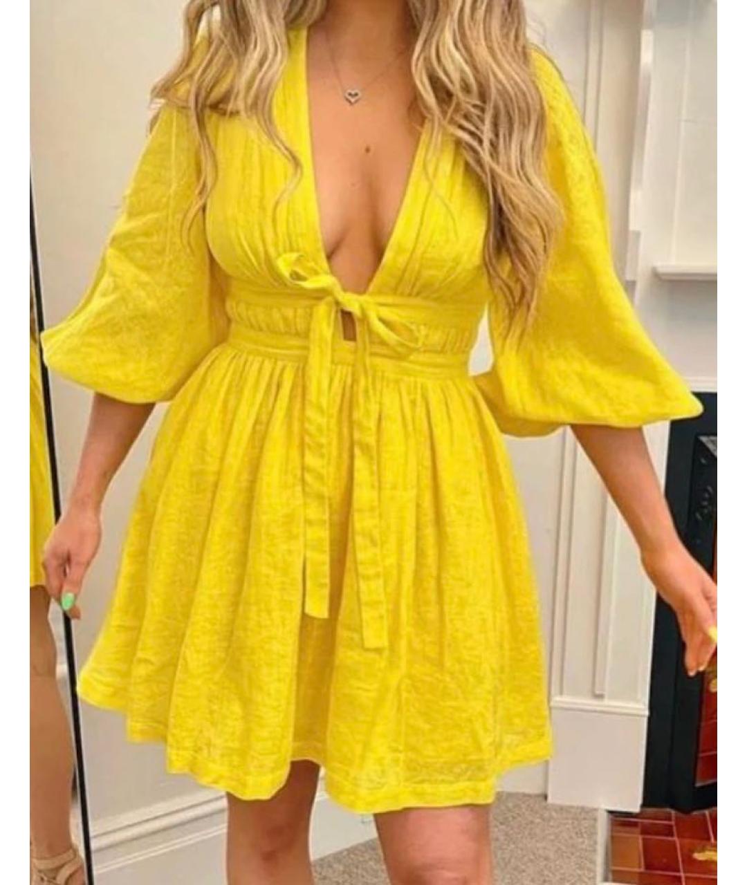 ZIMMERMANN Желтое льняное повседневное платье, фото 5