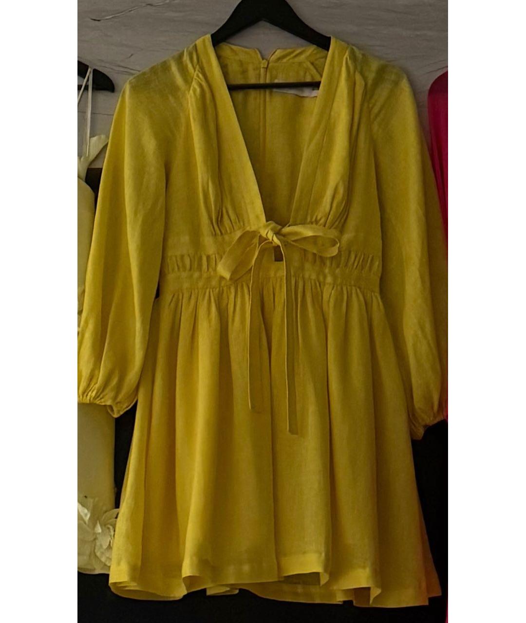 ZIMMERMANN Желтое льняное повседневное платье, фото 3